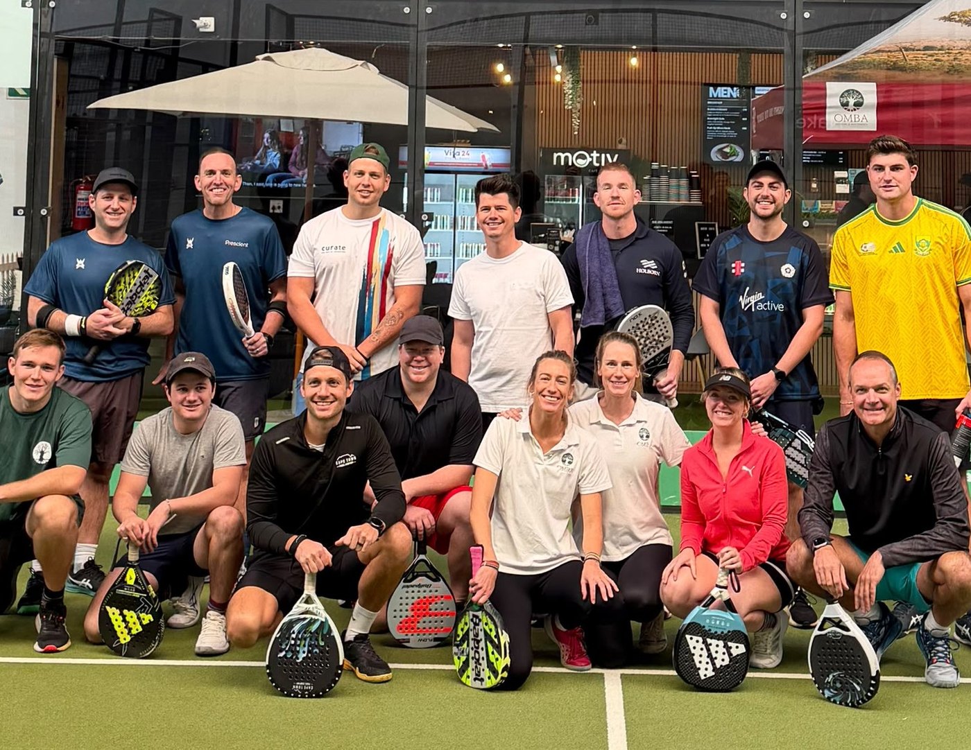 Players at the Omba Investments padel day with Cape Town Padel Company rackets