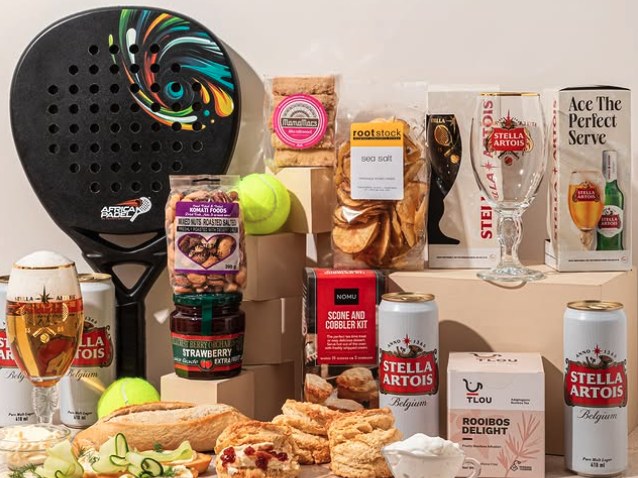 uCook collaboration hamper featuring an Africa Padel branded racket
